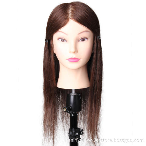 Professional Hairdressing Training Mannequin Practice Head Black Hair Dolls Barber Salon Hairstyling Training Manikin Heads